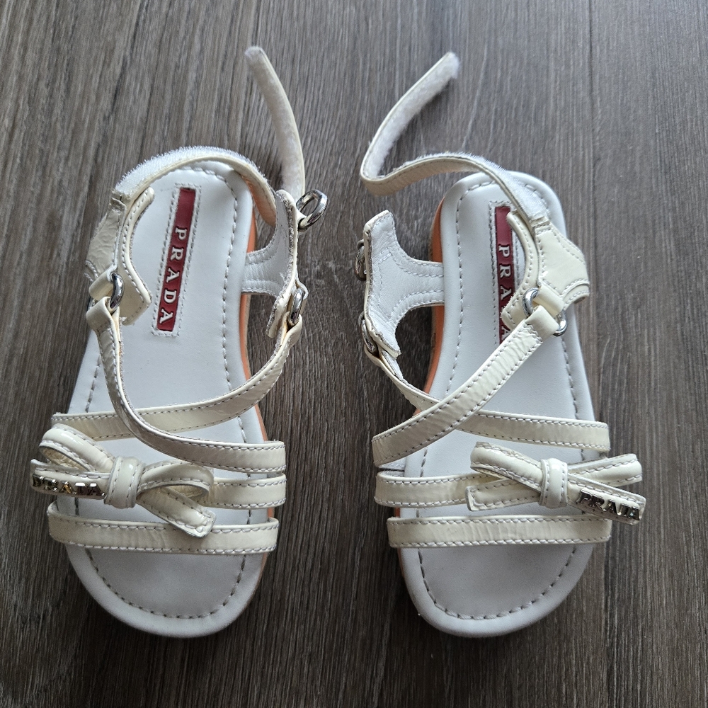 Prada Cream Kids Sandals with Bow